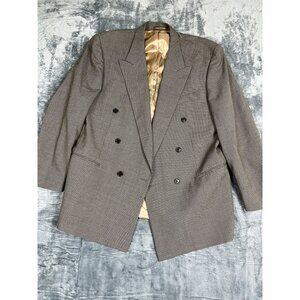 Lorenzo Latini Mens Double Breasted Wool Blazer 46 T Made In Canada Classic Gray
